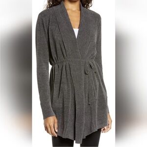 NWOT Barefoot Dreams CozyChic Ultra Lite Gray Tie-Front Cardigan Sweater